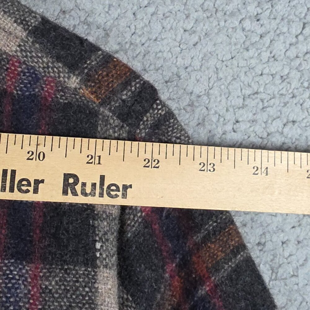 Vintage Flannel Shirt Mens Size XL Brown Tartan Plaid Regular Fit Wool Blend VTG - Picture 8 of 12